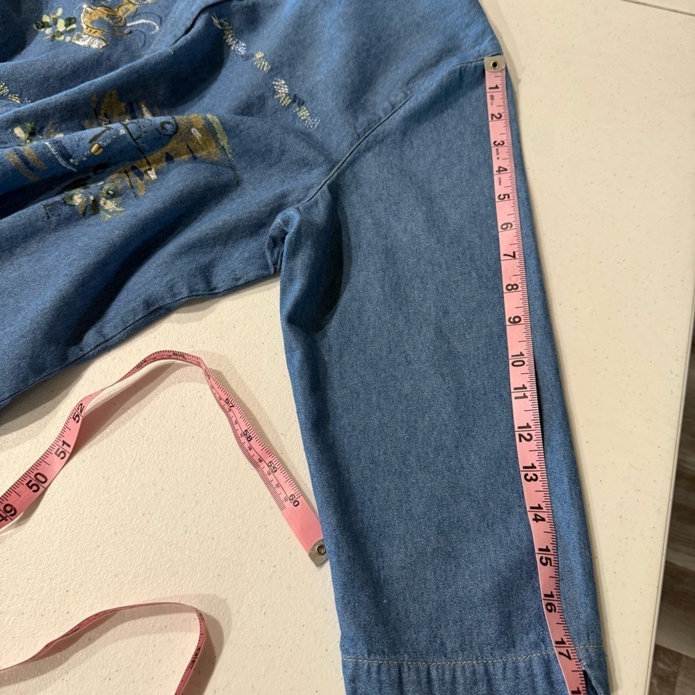 Vintage Koret Denim Shirt Embroidery Art to Wear Embellished Beads Size Large - Picture 9 of 15